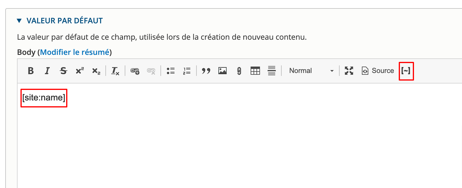 Token dans un champ text formaté drupal