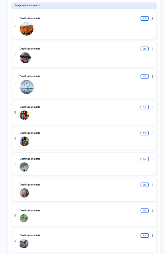 liste paragraph page édition de contenu drupal