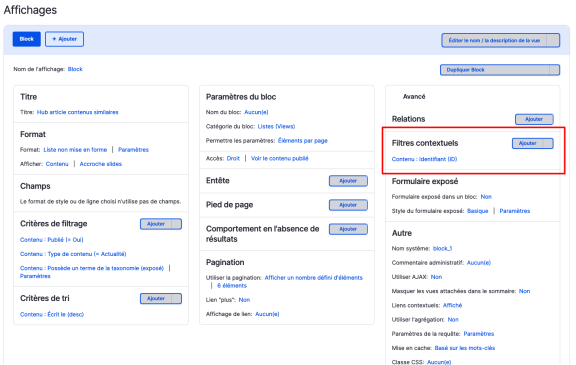 Capture de la configuration de view
