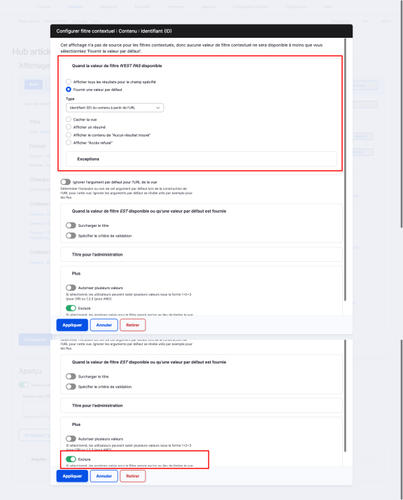 Capture de la configuration de view