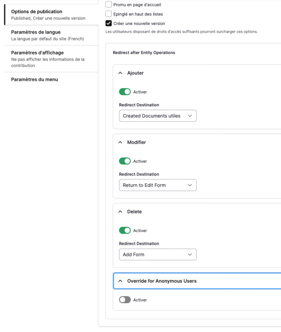 Configuration Entity Redirect